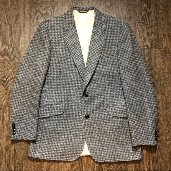 Vintage Samuelsohn Grey Tweed Houndstooth Blazer - Picture 7 of 17